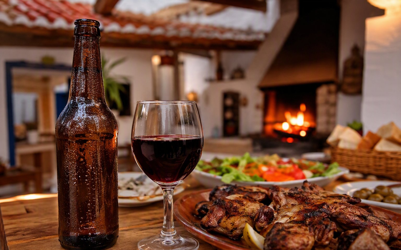 Cold beer, house wine
